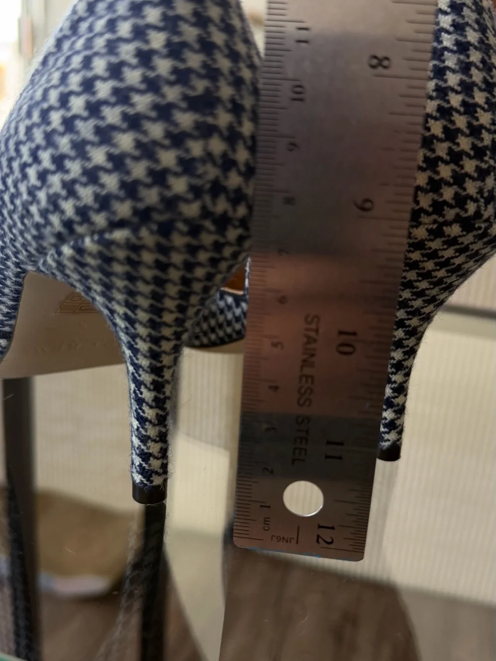 J. Crew Navy and White Houndstooth Pointed-Toe Pumps